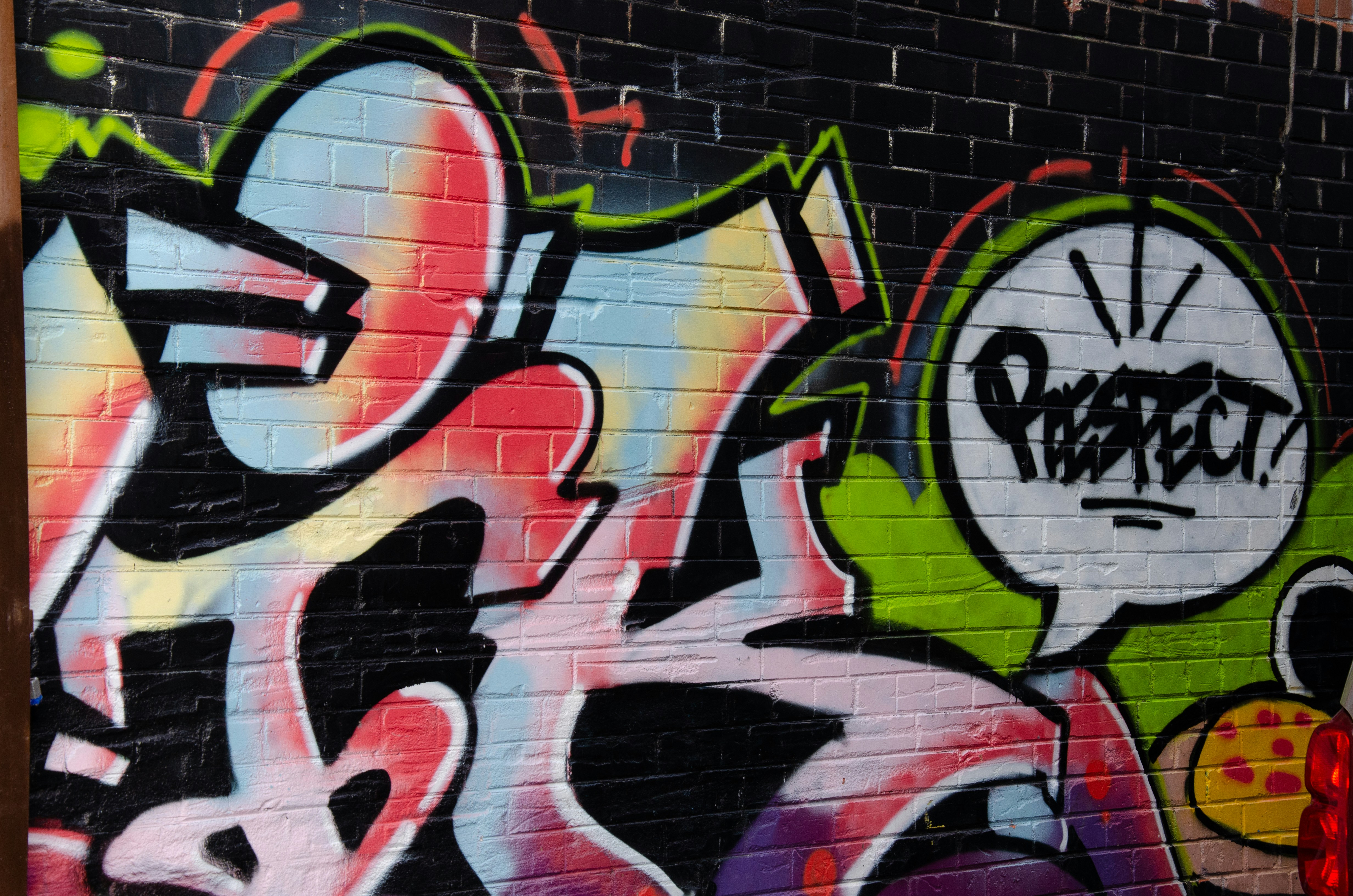 red green and blue graffiti