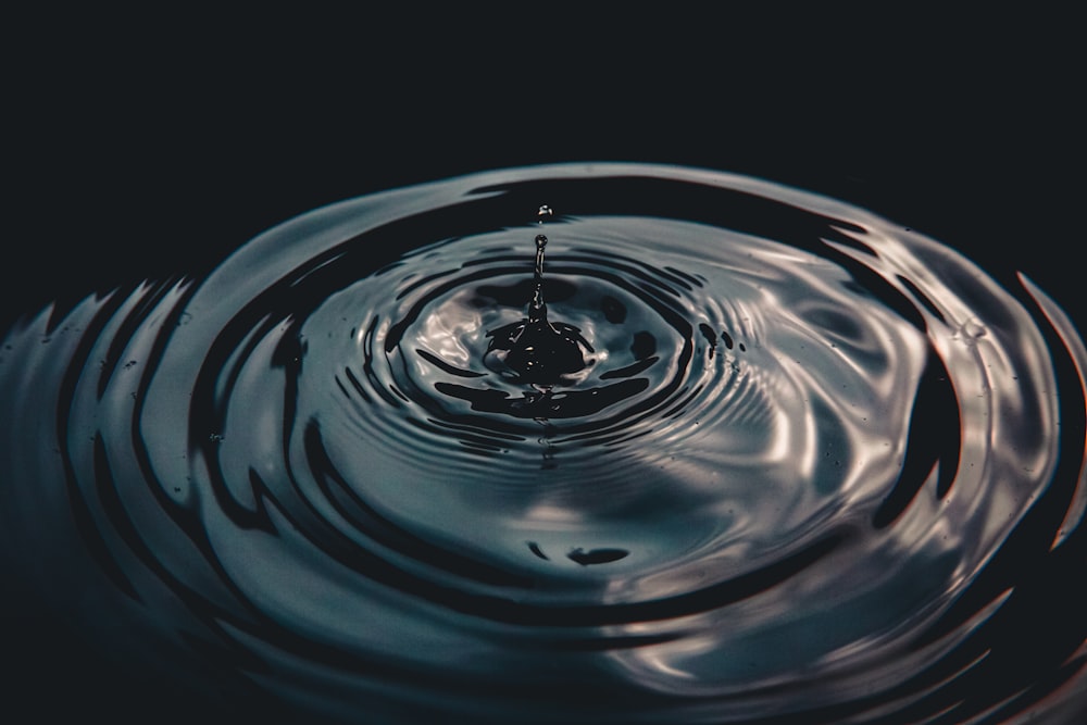 water drop in black background