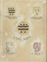 Collection of various family crests printed on high-quality canvas with fine details