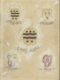 Collection of various family crests printed on high-quality canvas with fine details