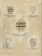 The image depicts five ornate heraldic shields with intricate designs and different symbols. Each shield has a distinct pattern and is accompanied by a banner with a name inscribed on it in a decorative script. The shields are set against a slightly aged beige background.