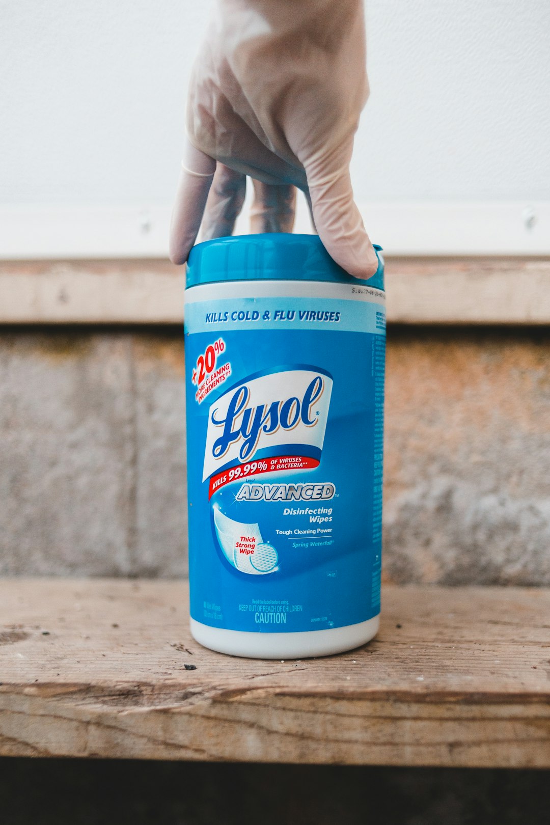 blue and white lysol disinfecting wipes