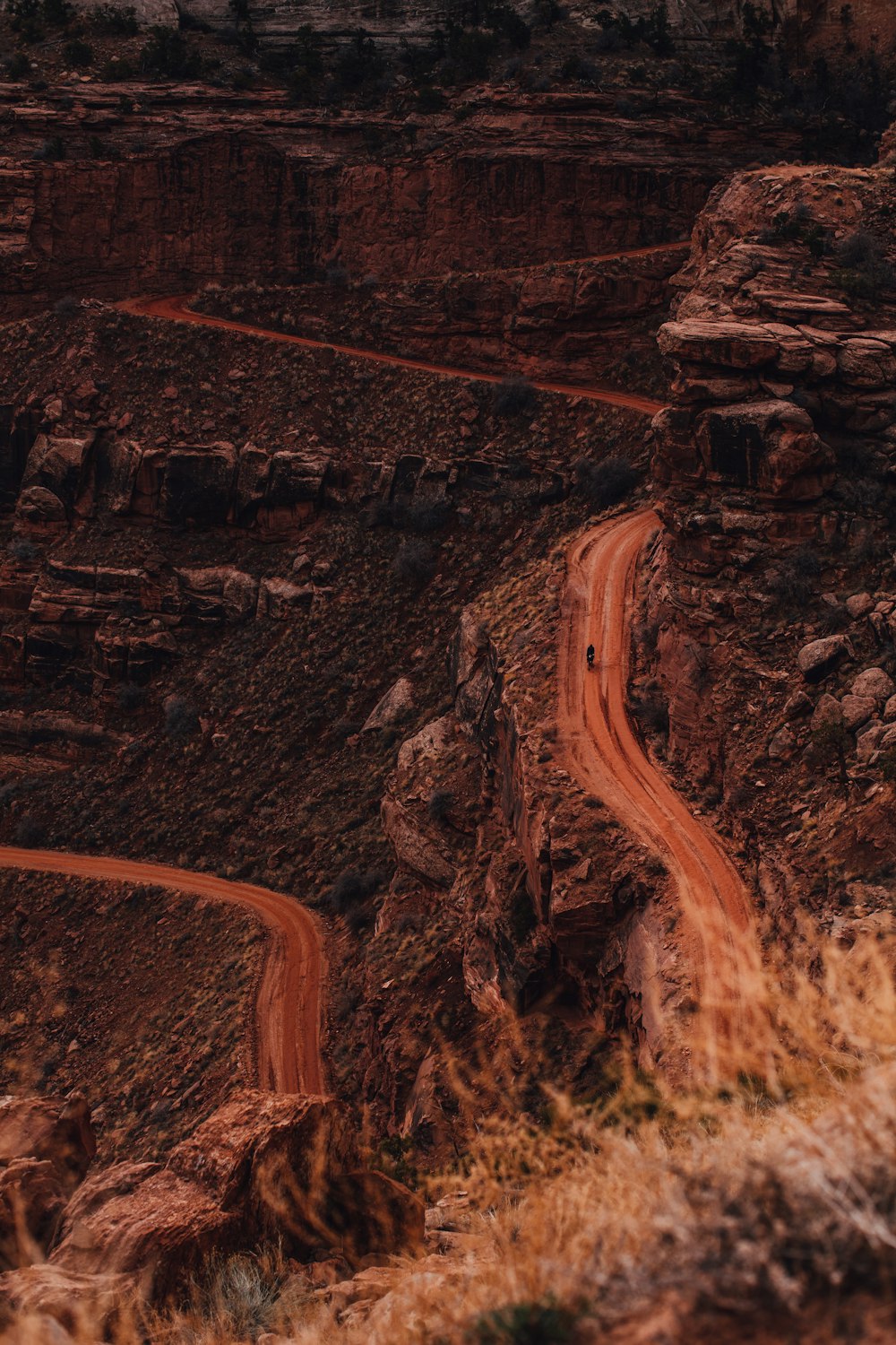 aerial view of brown rocky mountain