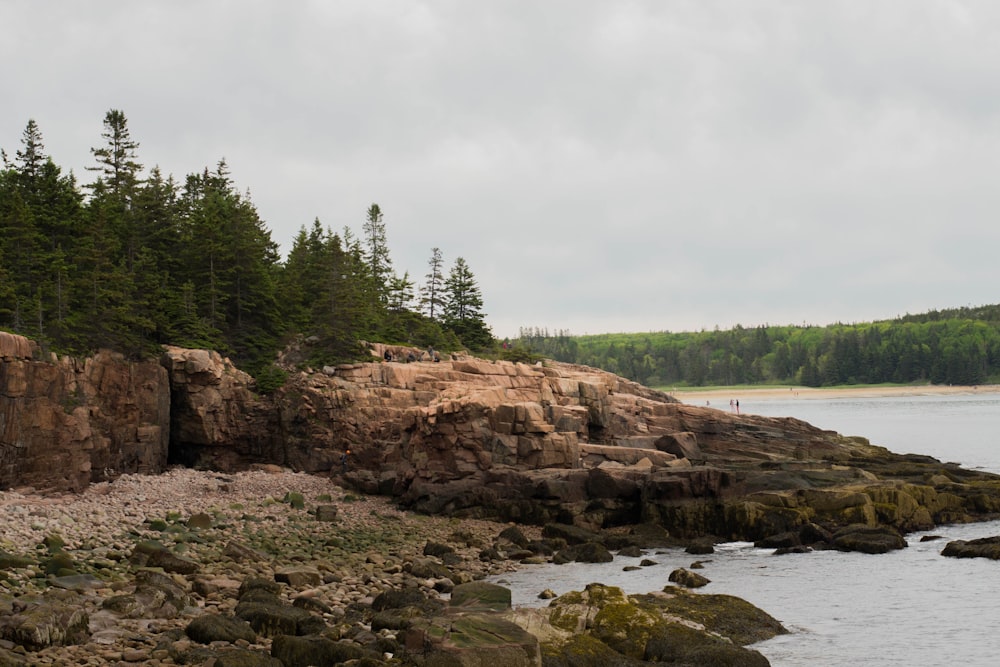 brown rock formation near body of water during daytime