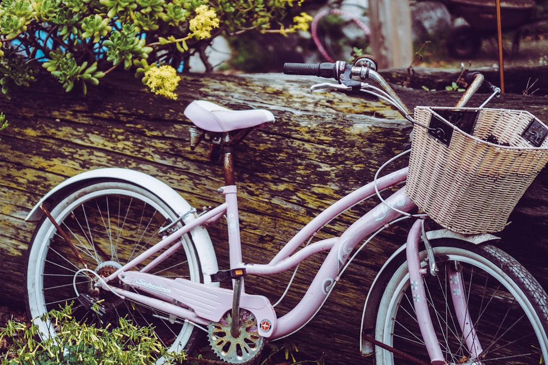 white city bike beside yellow flowers