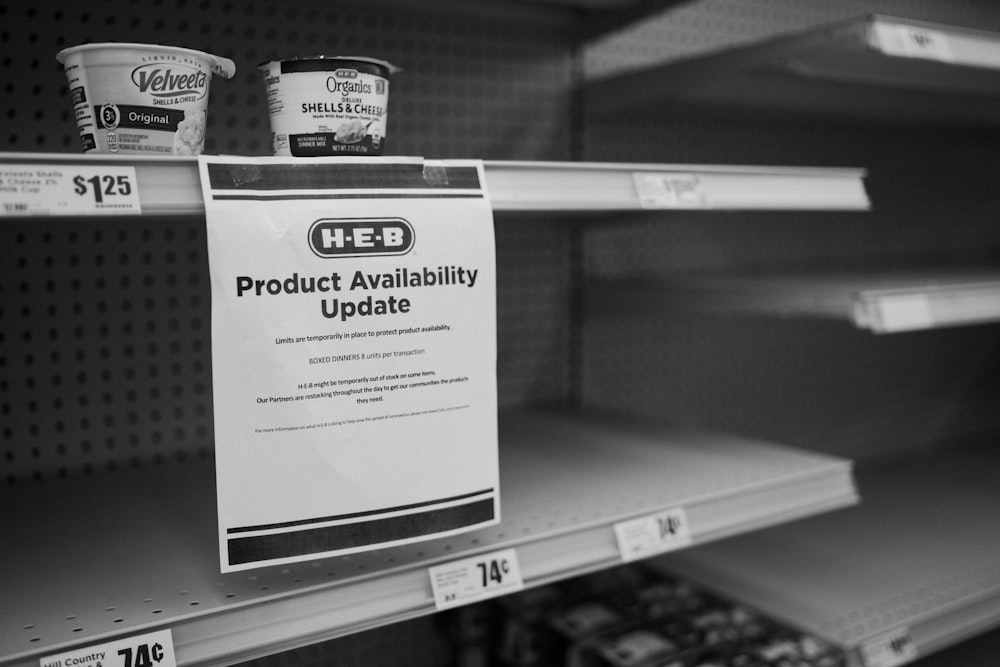 grayscale photo of great value instant pudding and pie filling box
