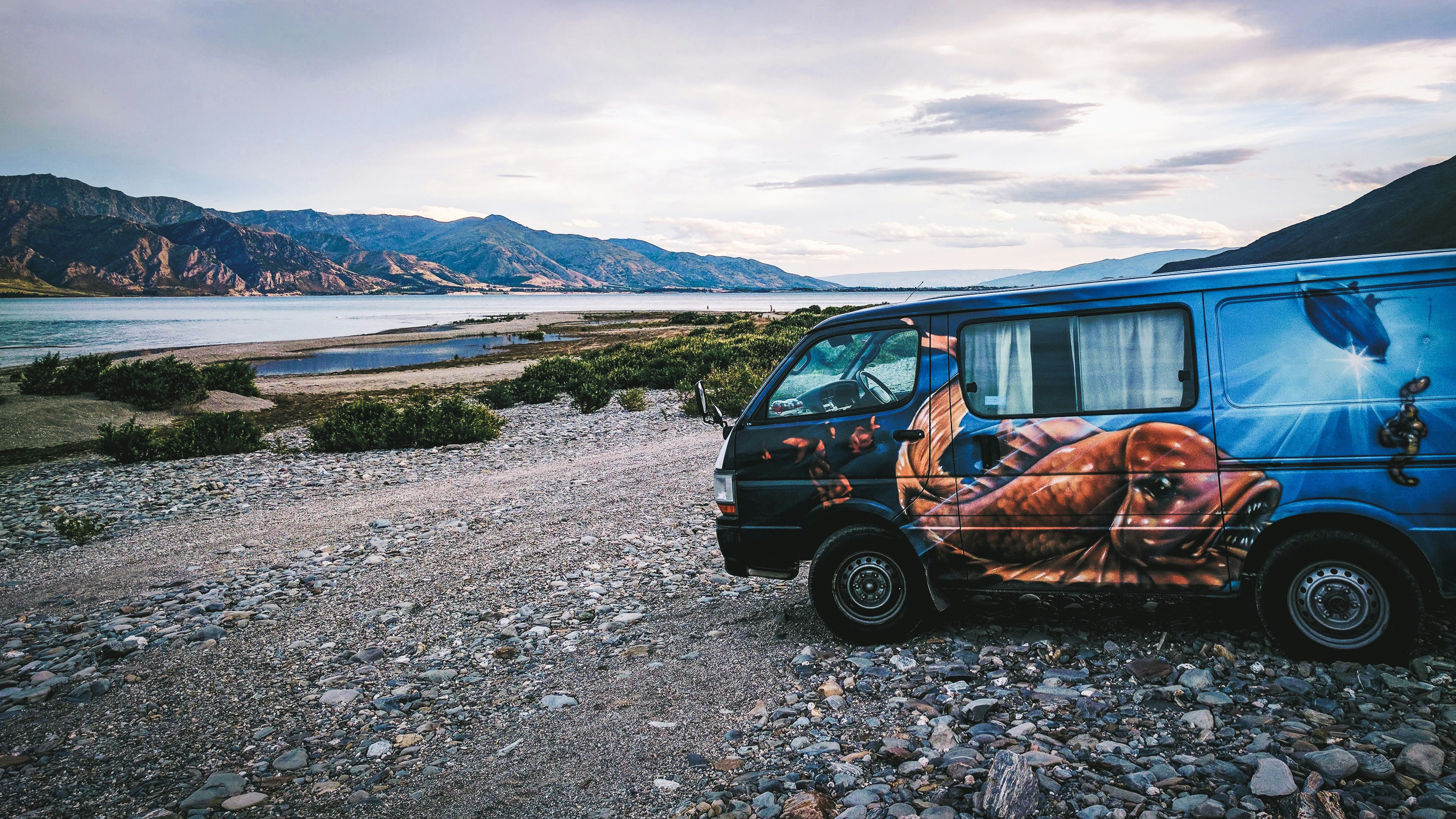 Travel - New Zealand - Lake - Truck - Van - Camping