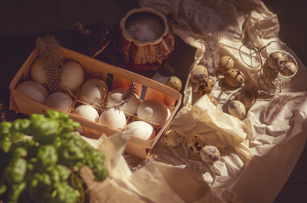 white egg on brown wooden tray