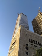A panoramic view of a modern construction site in Europe showcasing structural frameworks under clear skies.