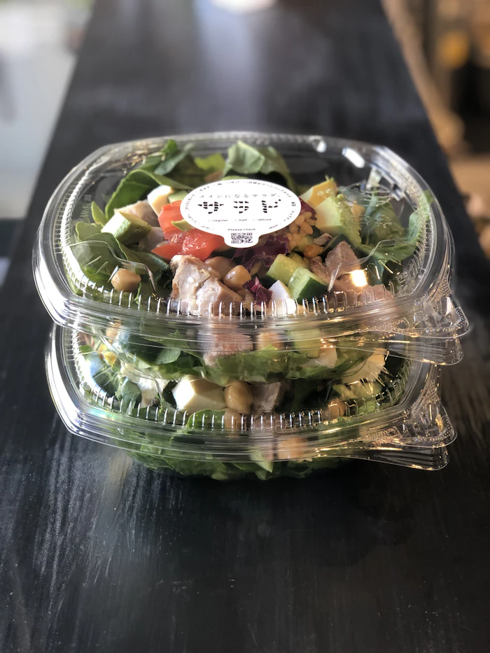 Vegetable salad in a clear glass bowl