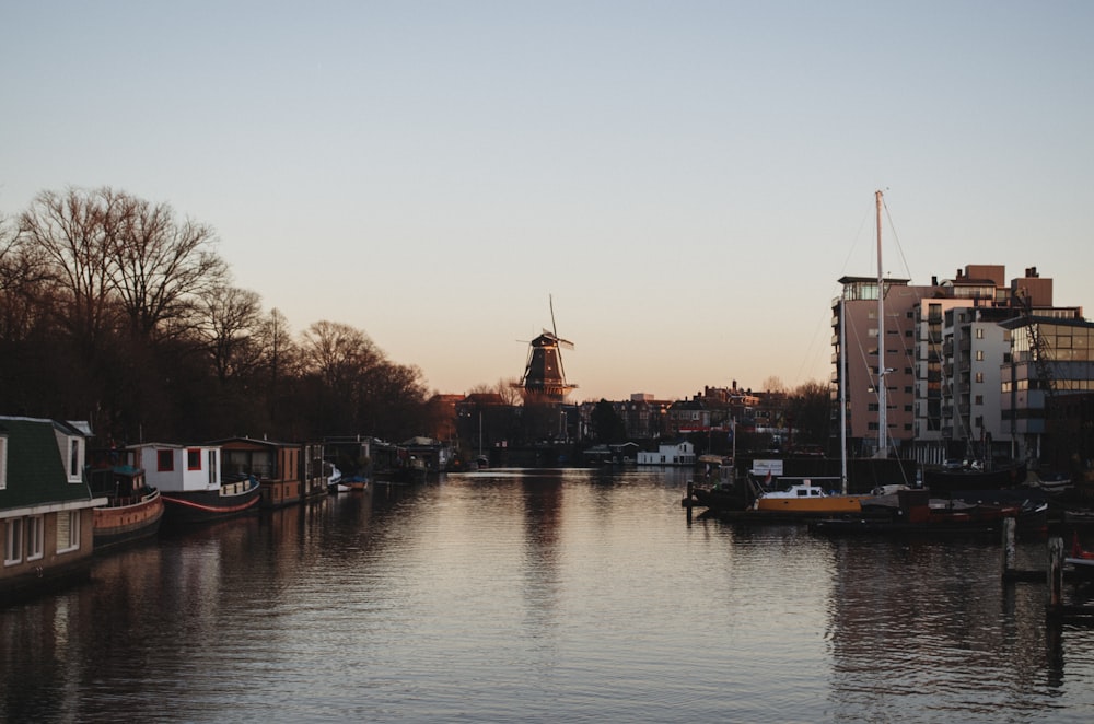 boat on dock near building during daytime