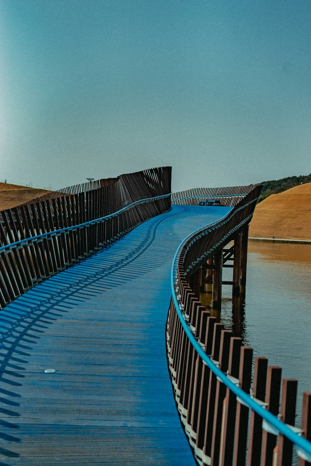 blue wooden dock on body of water during daytime