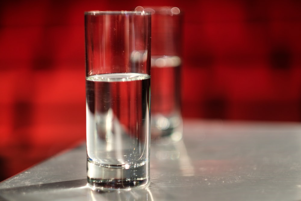 clear drinking glass on table