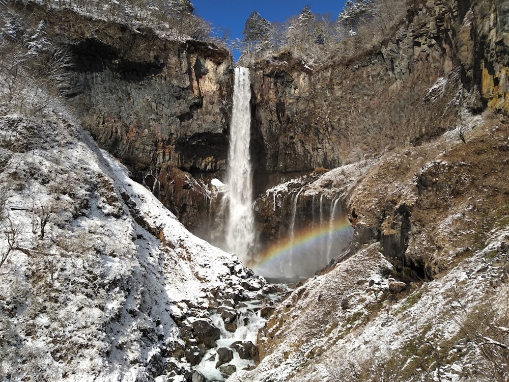 water falls in rocky mountain