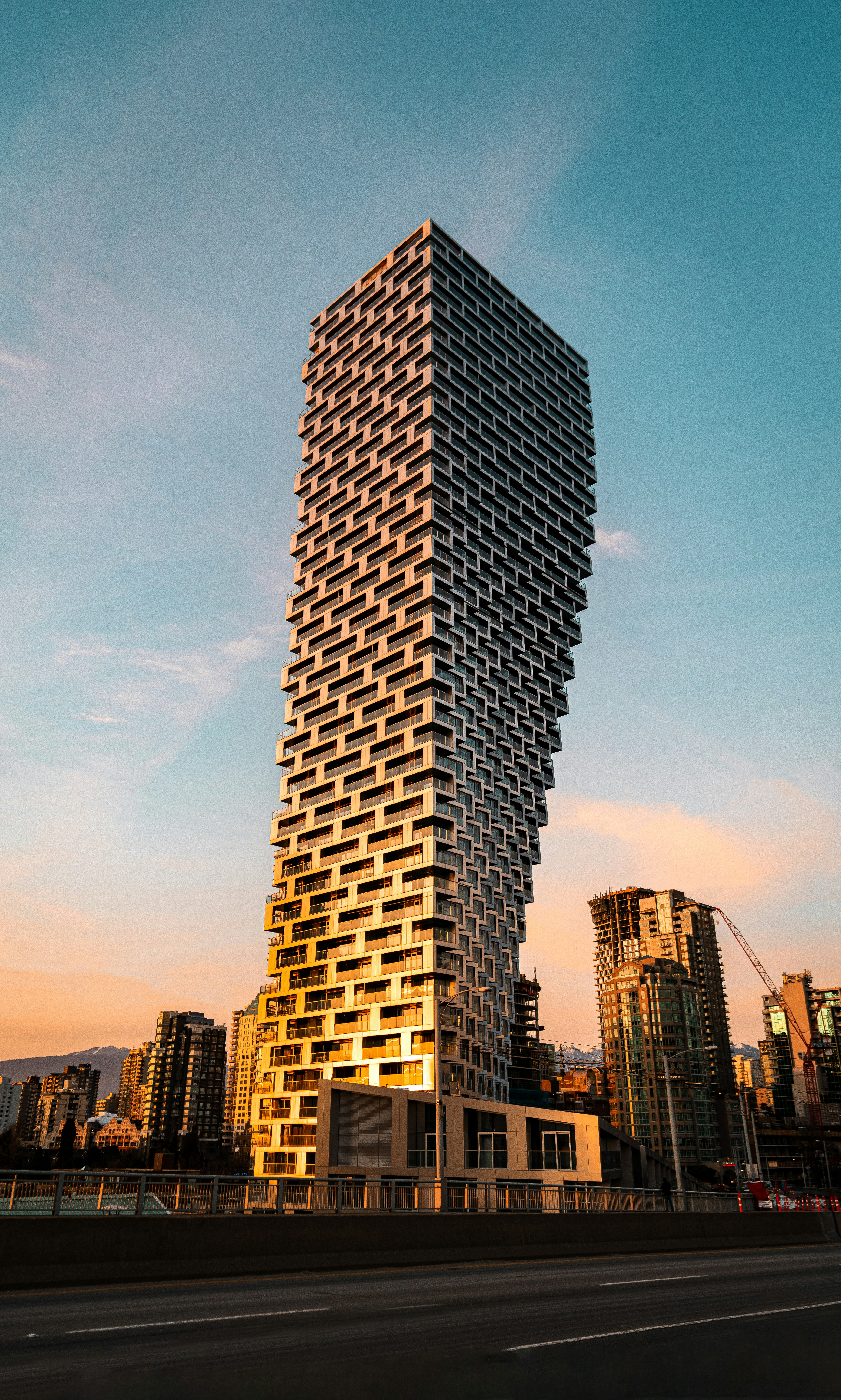 high rise building during sunset