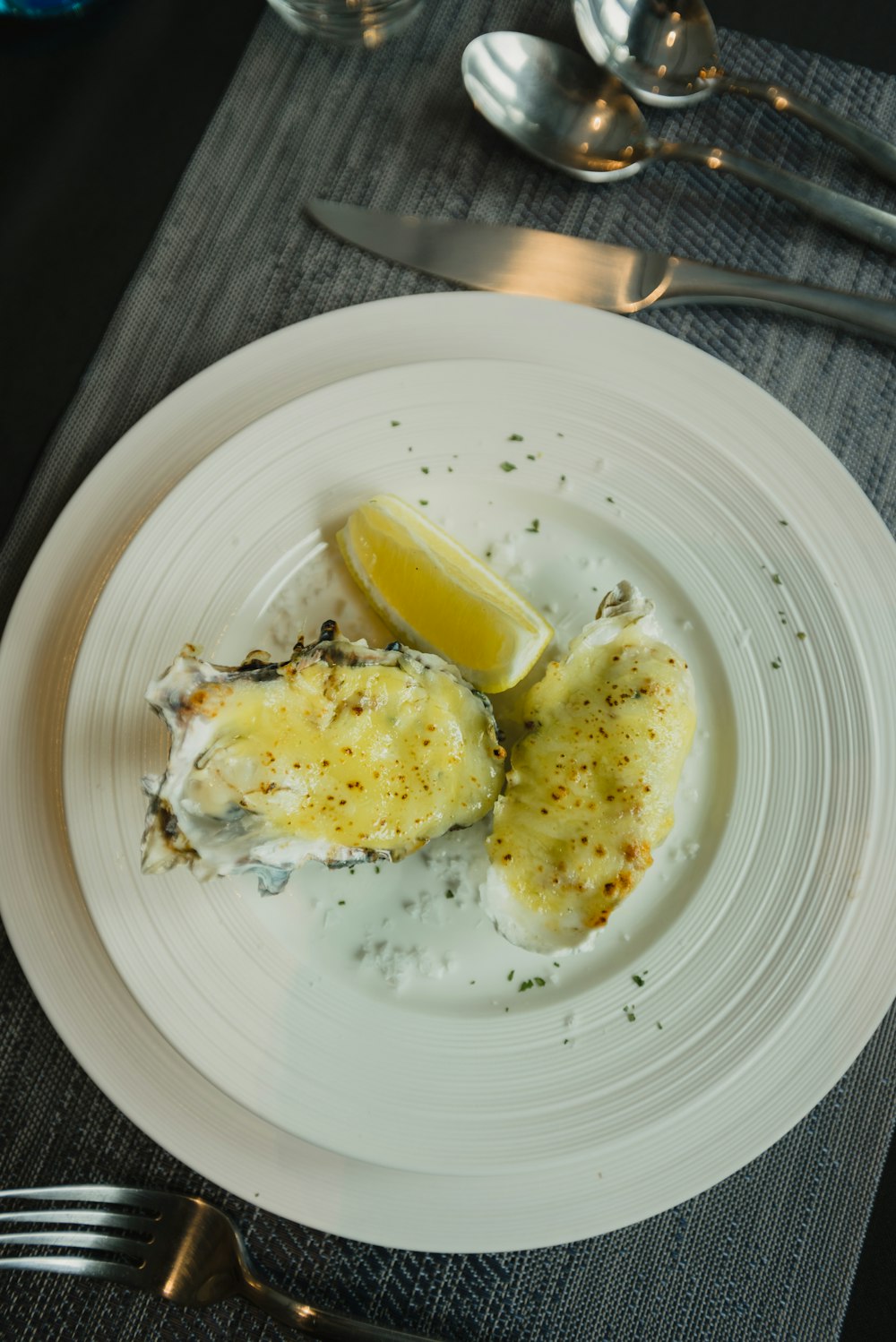 yellow and white food on white ceramic plate