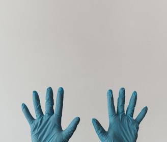 persons left hand with white background