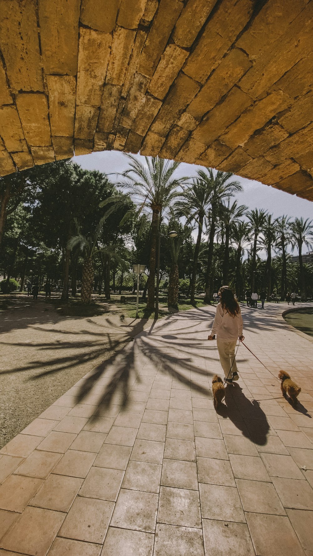 woman in white long sleeve shirt walking on sidewalk during daytime