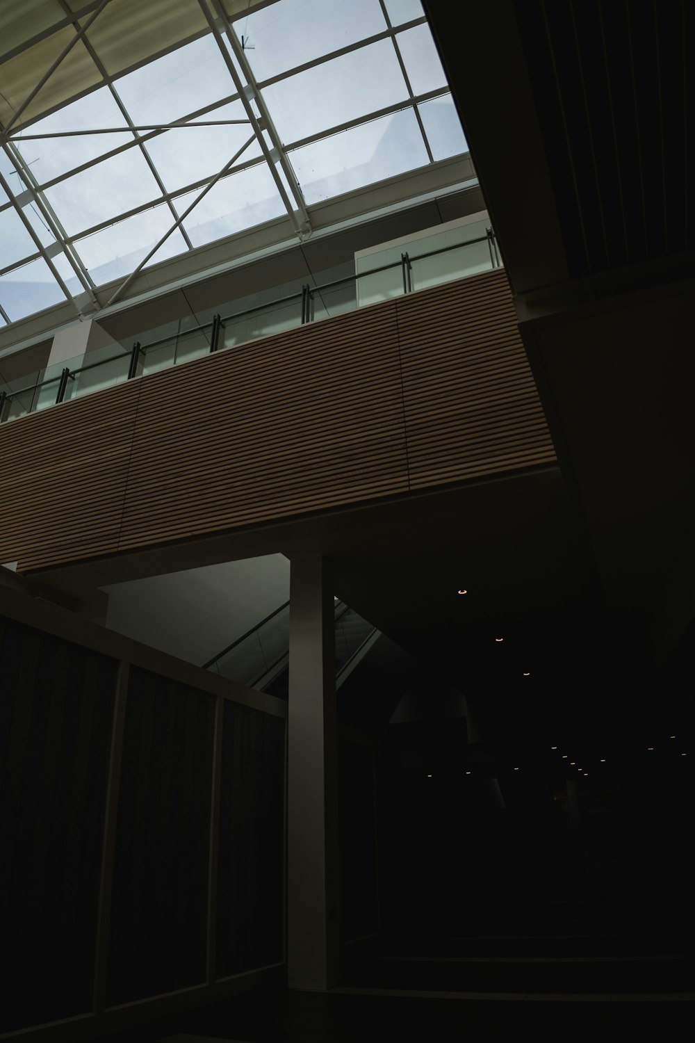 brown wooden ceiling with white ceiling