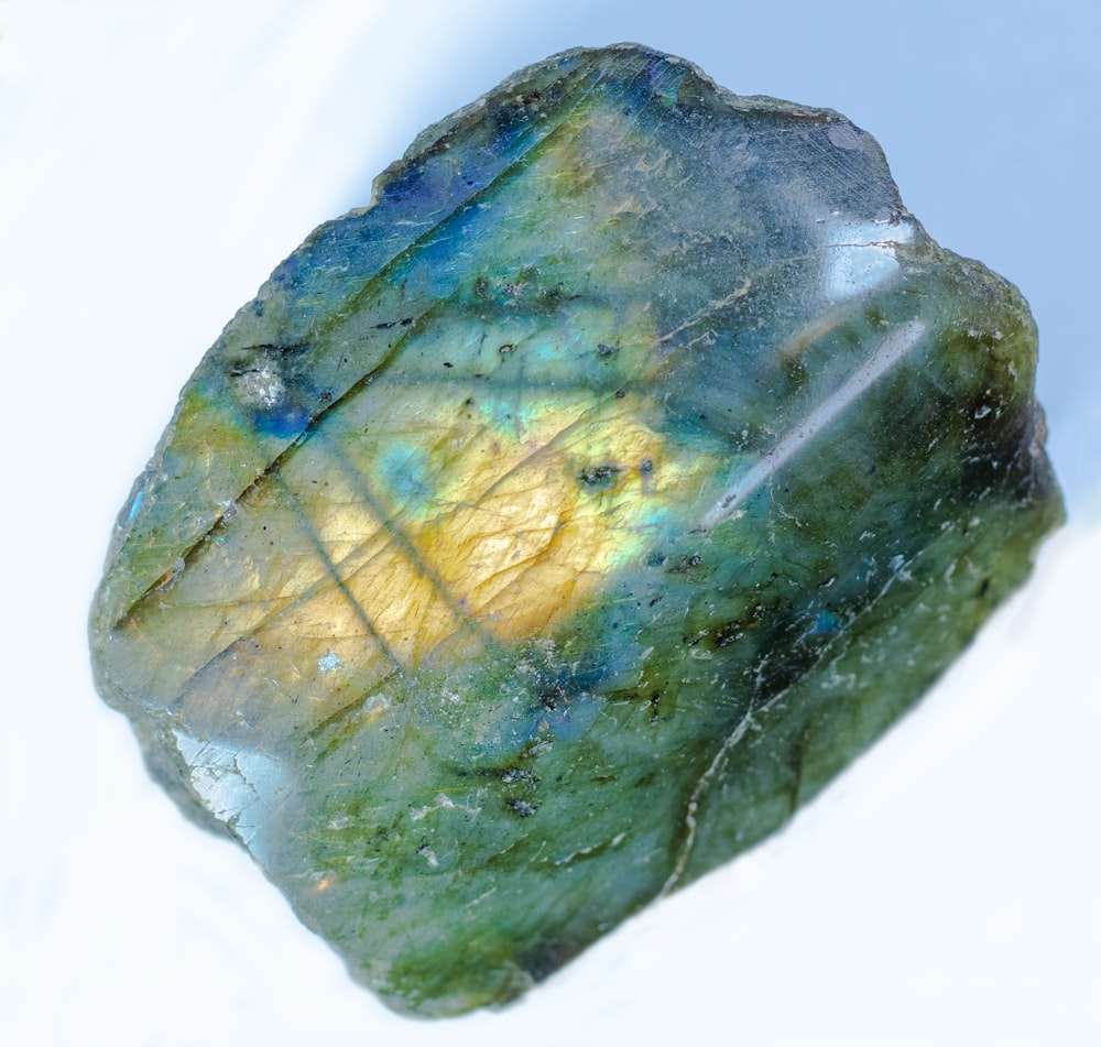 green and yellow stone fragment