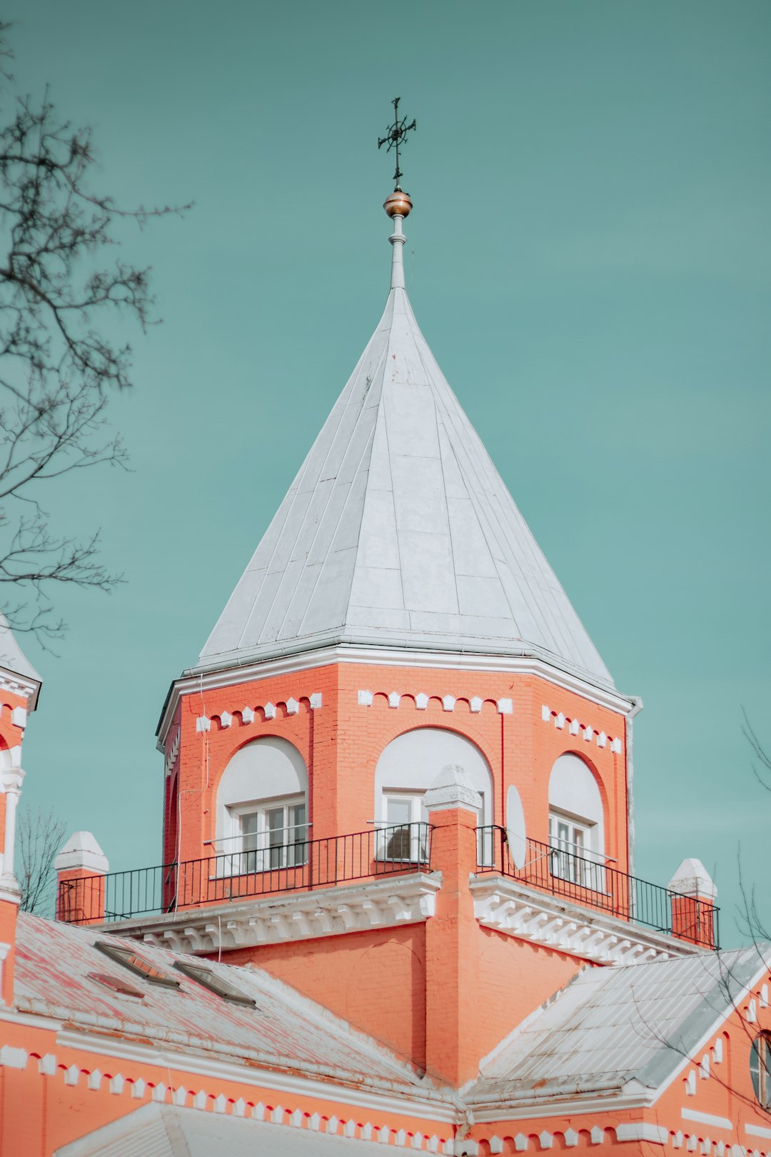 white and red concrete building