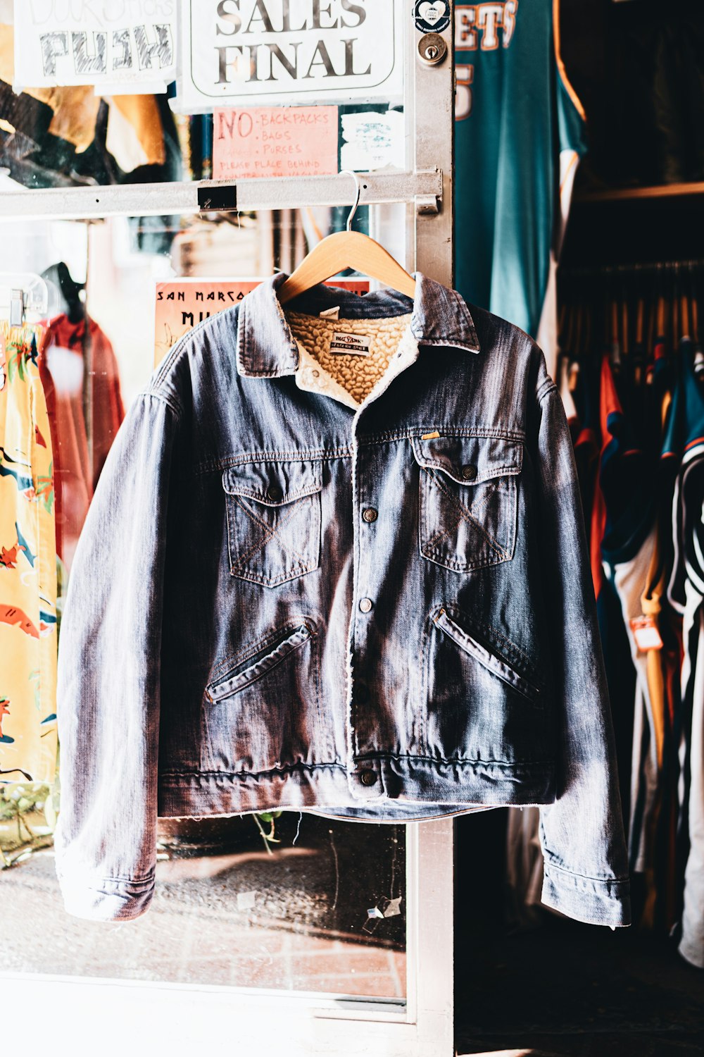 blue denim button up jacket