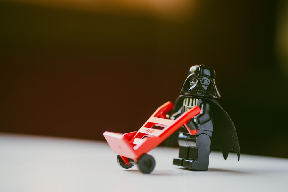 red and black lego toy