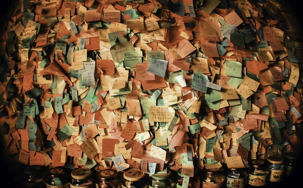 orange and white sticky notes