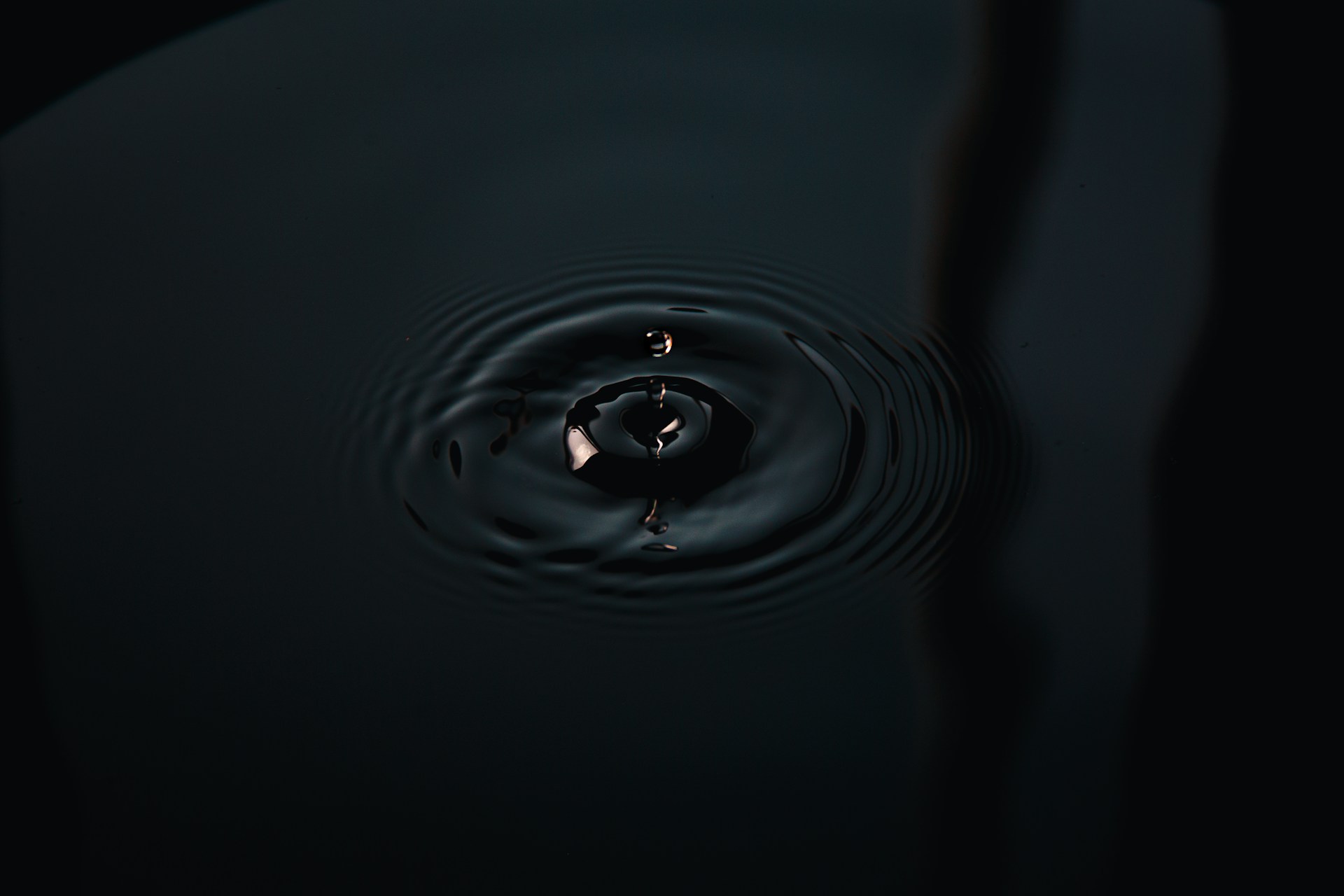 water drop in grayscale photography