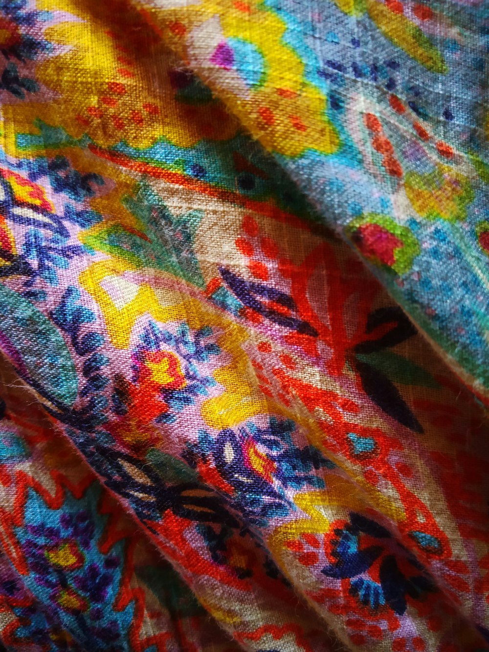 red yellow and blue textile
