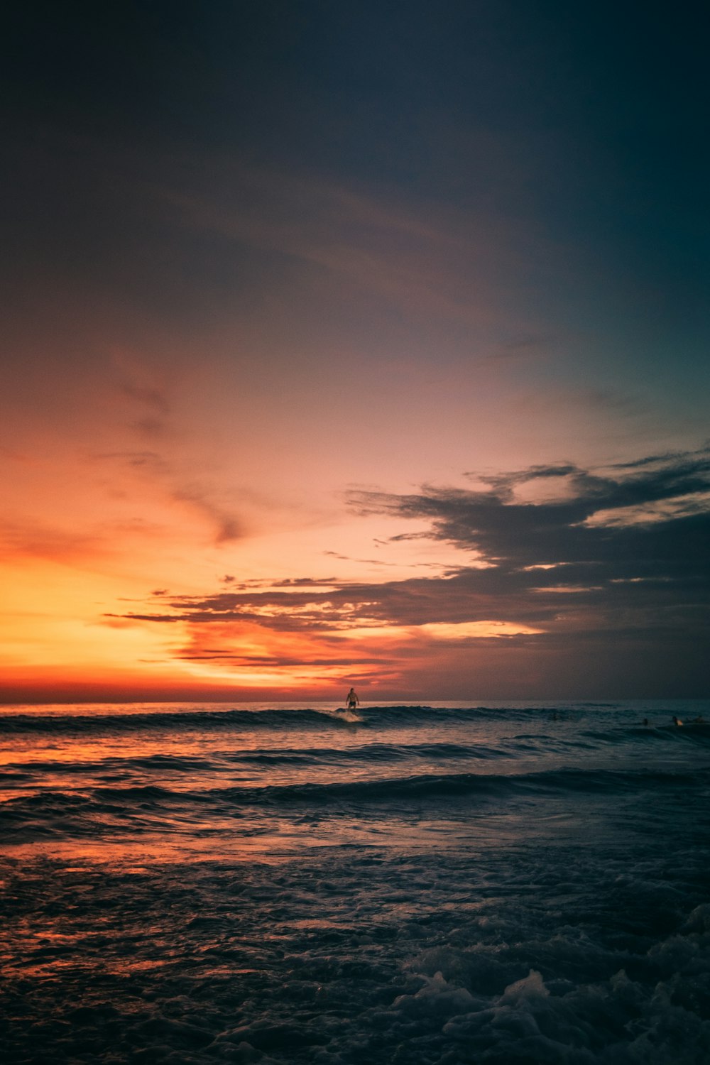 body of water during sunset