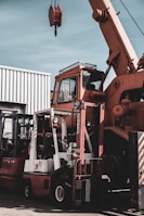 red and black heavy equipment