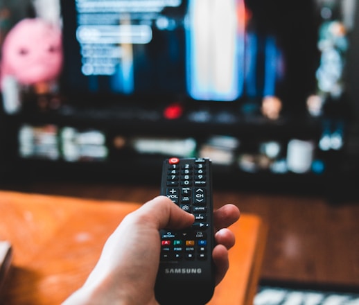 person holding black remote control