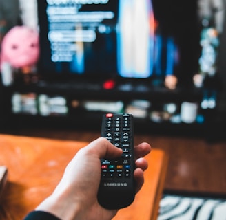 person holding black remote control