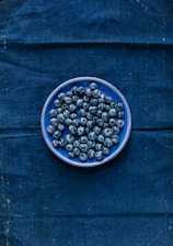 blue berries on blue round plate
