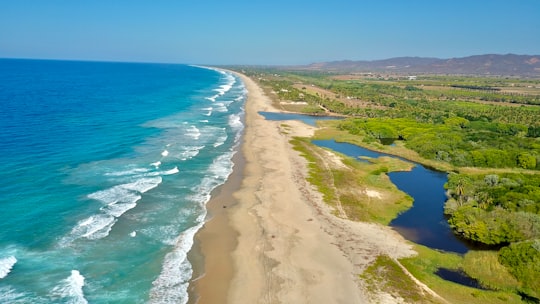 aerial view of beach during daytime in Oaxaca Mexico