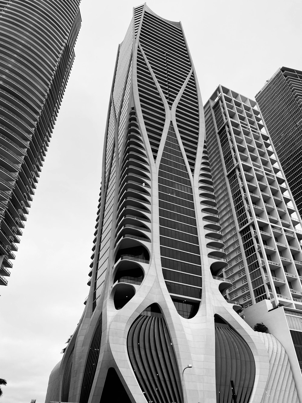 grayscale photo of concrete building