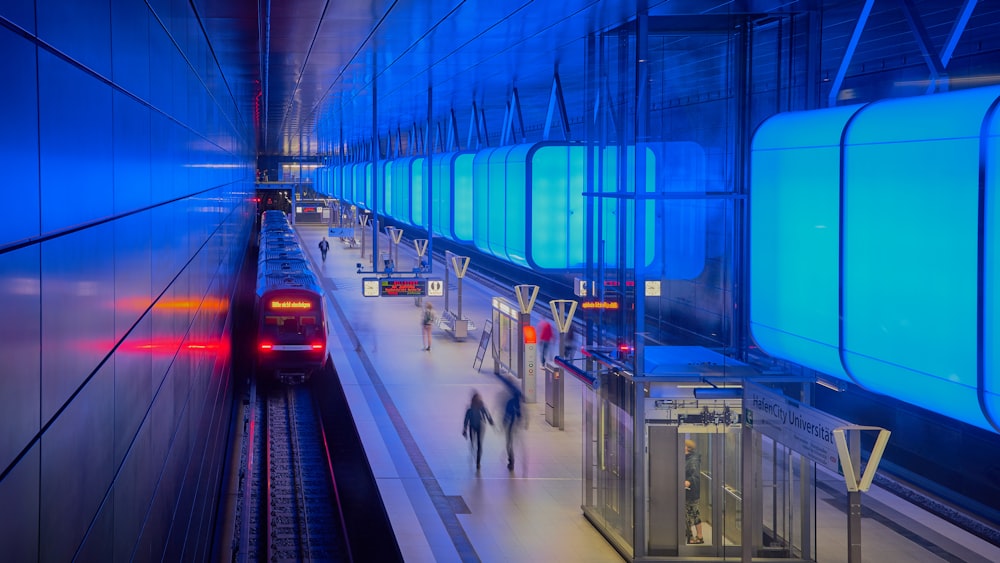 people walking on train station