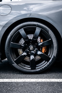 black and silver car wheel