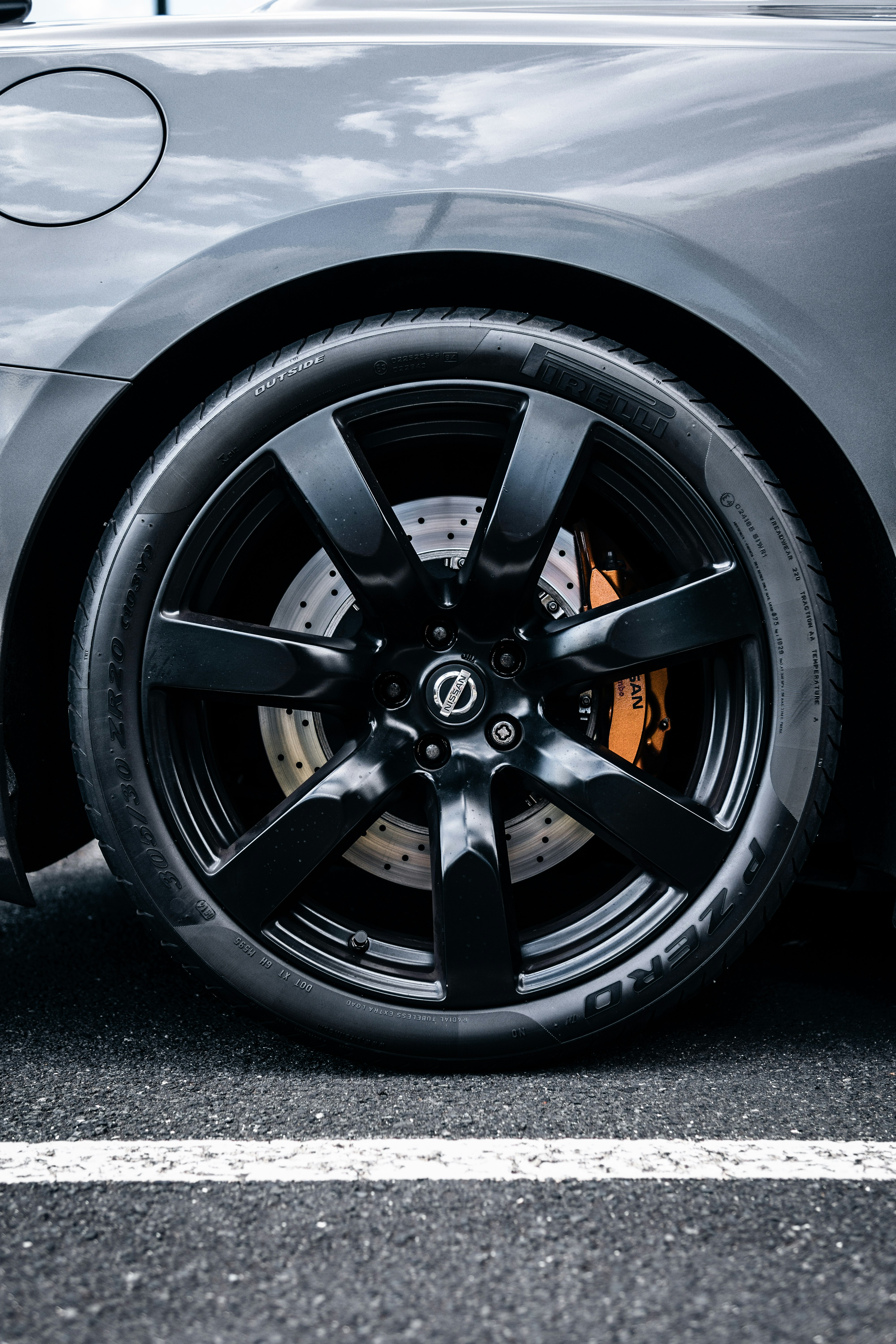 black and silver car wheel