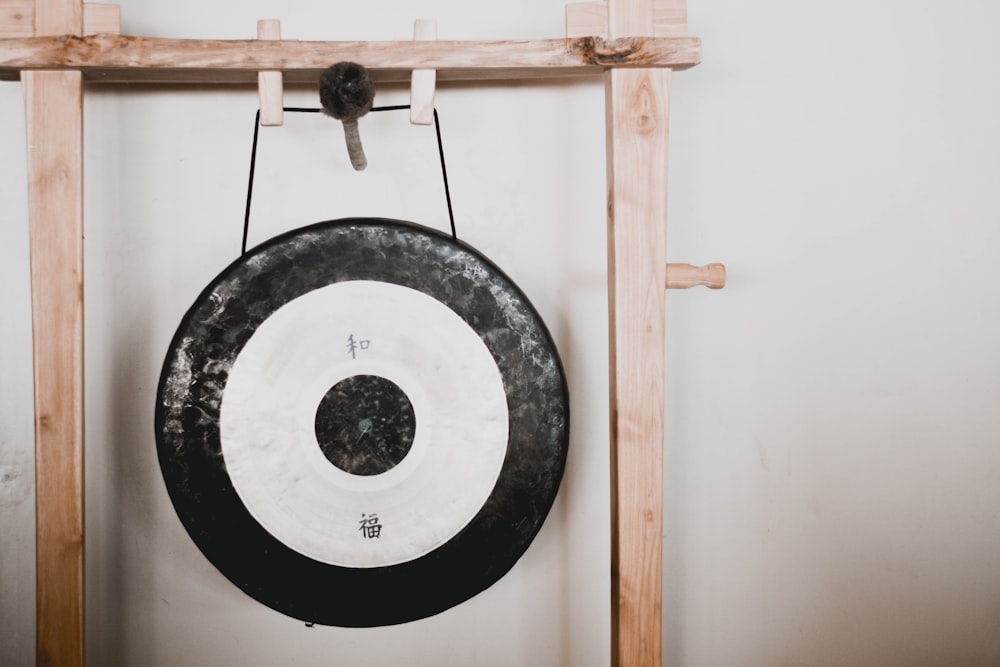 black and white round wall mounted decor