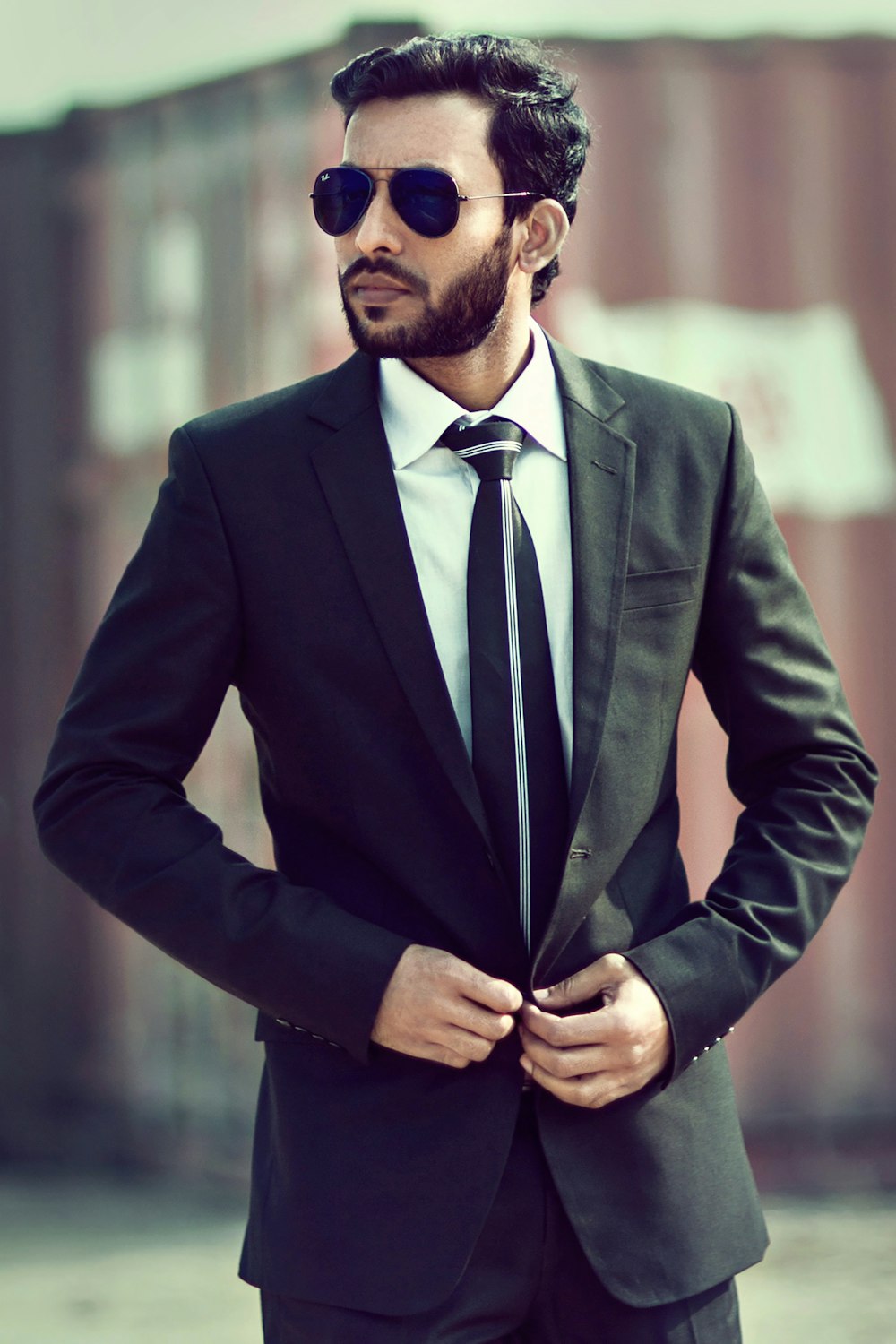 man in black suit jacket