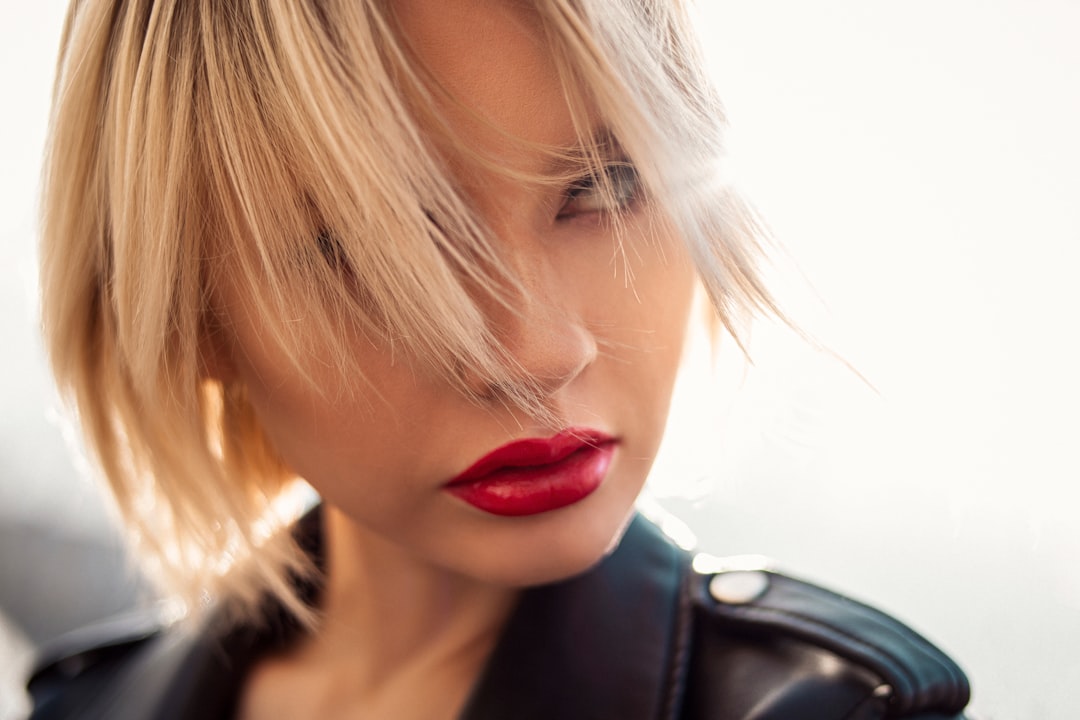 woman in black leather jacket