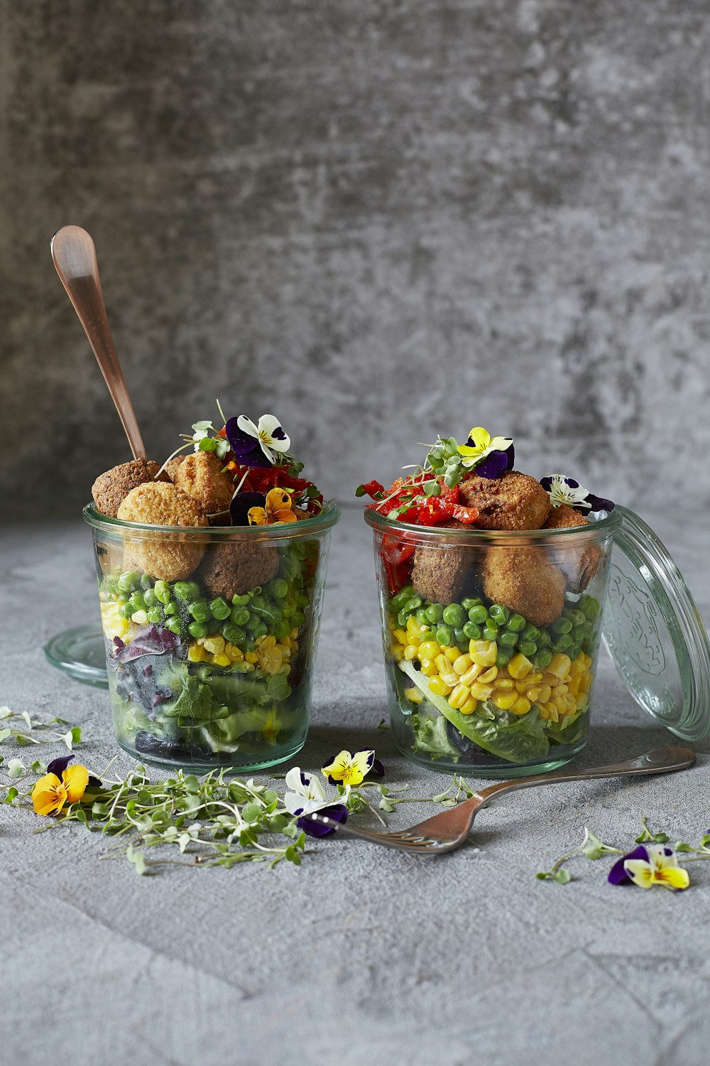 clear glass jar with fruits and vegetables