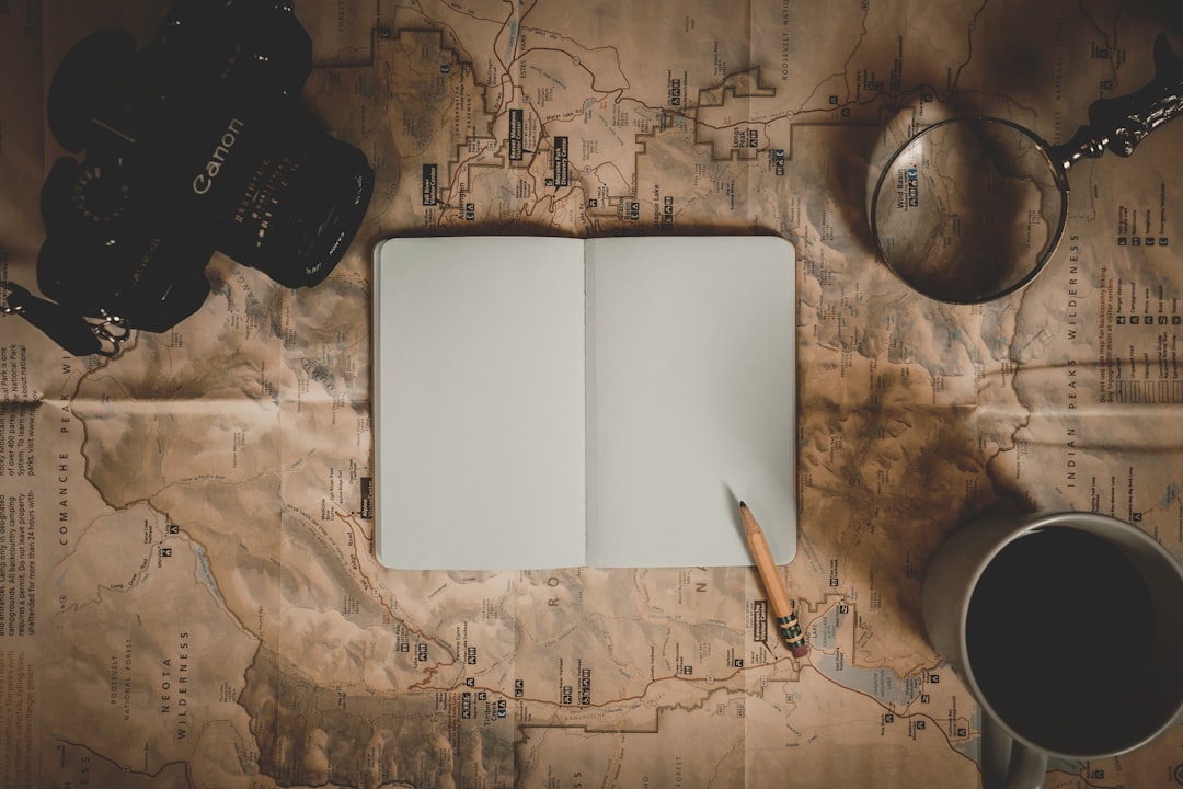 Notebook on a map