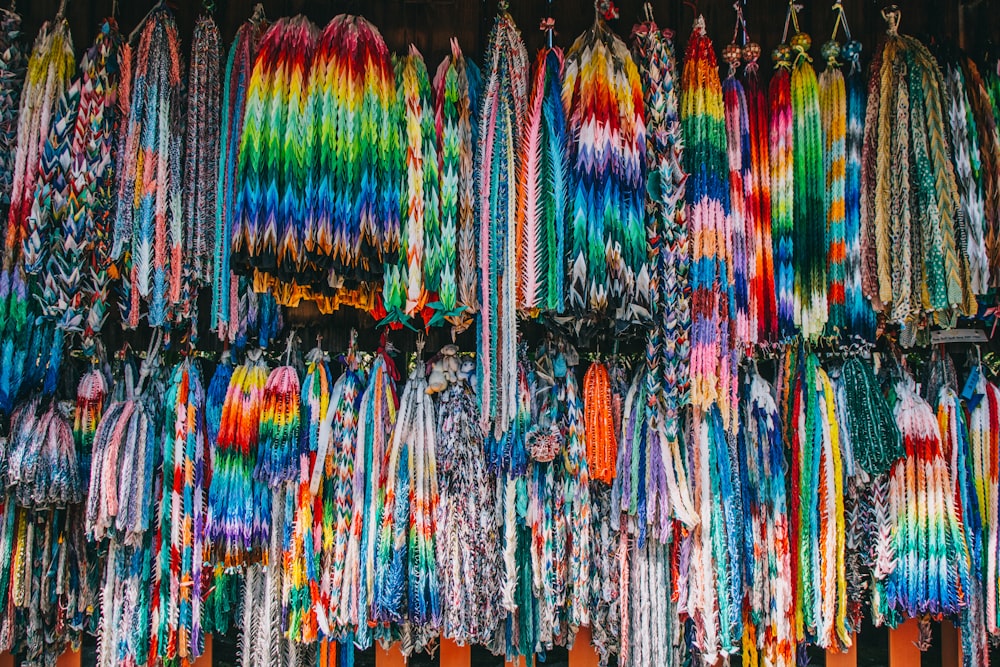 blue green and red textile