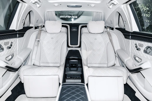 white and black car seat