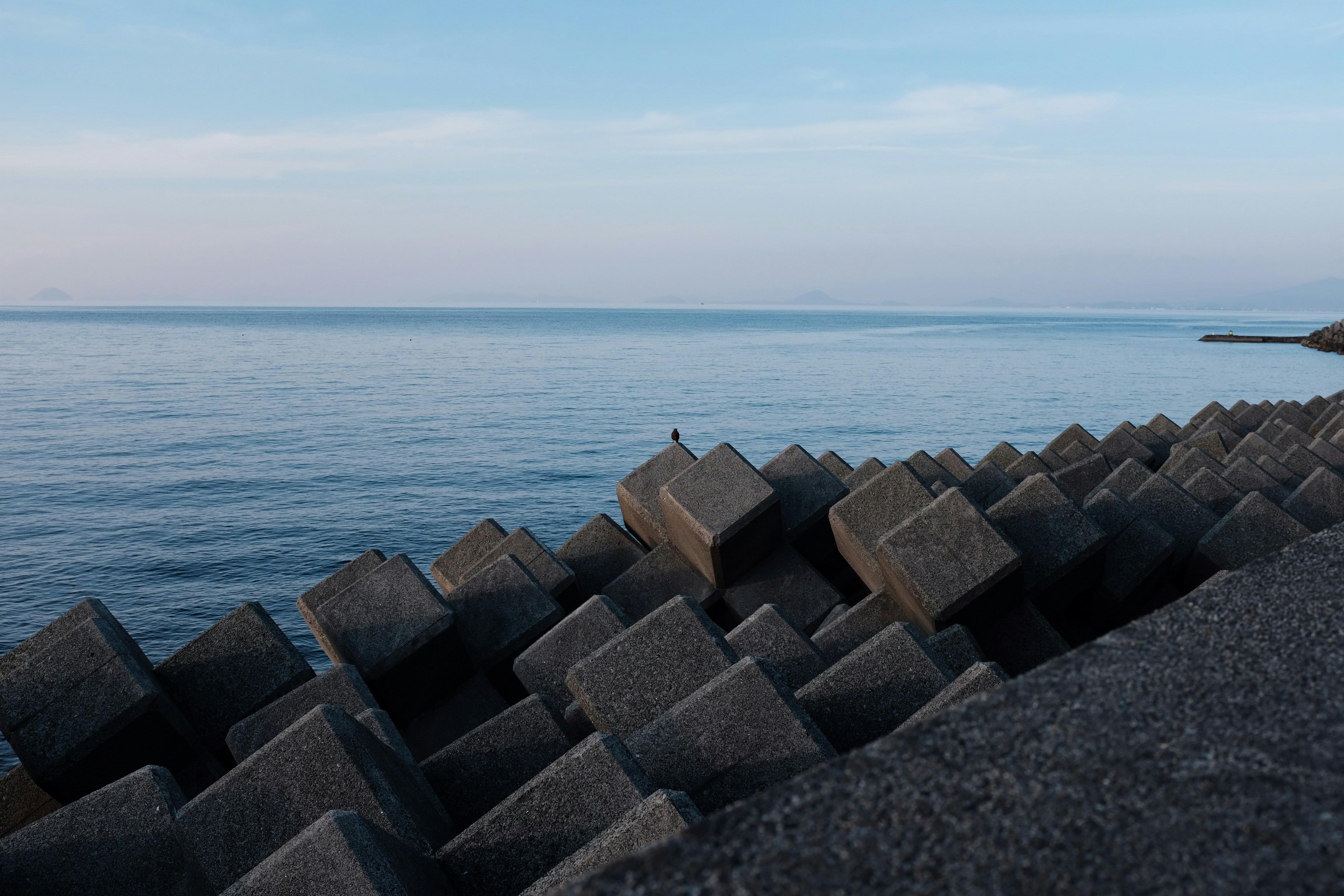 brown concrete blocks near body of water during daytime