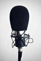 black and silver microphone on black stand