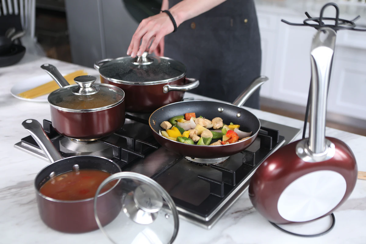 Non-toxic ceramic cookware on a stovetop